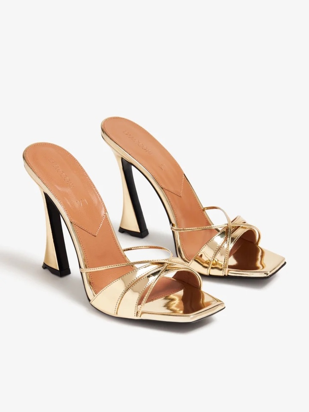 D’Accori Metallic Gold High-Heel Slide Sandals